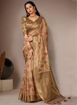 Beige Bhagalpuri Silk Traditional Wear Digital Printed Saree