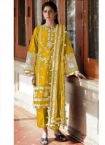 yellow Georgette Party Wear Embroidery Work Designer Pakistani Suit