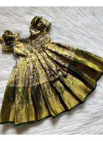 Green Kanjivaram Wedding Wear Weaving Readymade Kids Gown