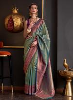 Firozi Silk Festival Wear Weaving Saree