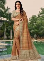 Orange Tussar Silk Festival Wear Hand Work Saree