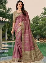 Pink Tussar Silk Festival Wear Hand Work Saree