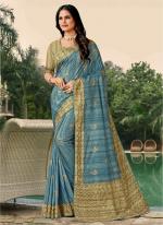 Sky Blue Tussar Silk Festival Wear Hand Work Saree