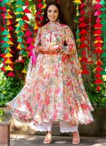 Pink Georgette Casual Wear Digital Printed Gown With Dupatta