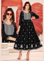 Black Rayon Festival Wear Embroidery Work Readymade Gown