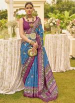 Rama Blue Mercerized Sigma Silk Wedding Wear Zari Work Saree