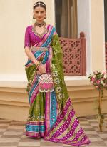Olive Green Mercrized Sigma Silk Wedding Wear Zari Work Saree
