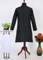 Black Silk Festival Wear Plain Kurta Pyjama