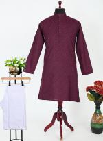 Wine Silk Festival Wear Plain Kurta Pyjama