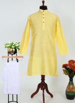 Yellow Silk Festival Wear Plain Kurta Pyjama