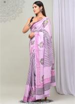 Pink Cotton Mul Sarees Party Wear Digital Printed Saree