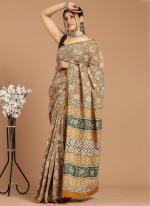 Mustard Cotton Mul Sarees Party Wear Digital Printed Saree