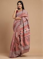 Red Cotton Mul Sarees Party Wear Digital Printed Saree