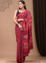 Red Cotton Mul Sarees Party Wear Digital Printed Saree