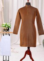 Brown Silk Festival Wear plain Kurta Pyjama