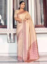 Beige Kanjivaram Silk Party Wear Weaving Saree