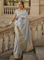 Grey Khaddi Silk Party Wear Weaving Saree