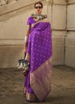 Purple Khaddi Silk Party Wear Weaving Saree