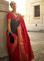 Red Khaddi Silk Party Wear Weaving Saree