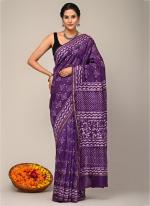 Purple Chanderi Silk Party Wear Digital Printed Saree