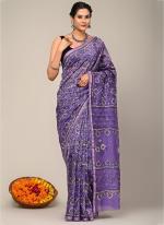 Purple Chanderi Silk Party Wear Digital Printed Saree