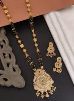 Gold Plated Rajwadi Style Long Mangalsutra With Earrings