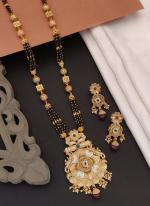 Trendy Gold Plated Rajwadi Style Long Mangalsutra With Earrings