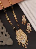 Latest Gold Plated Rajwadi Style Long Mangalsutra With Earrings