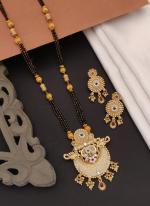 Trendy Gold Plated Rajwadi Style Long Mangalsutra With Earrings