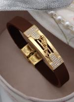 Tranding Brass High Gold Plated Gents Leather Bracelet