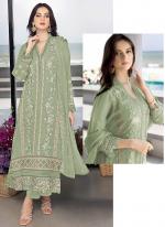 Pista Green Georgette Eid Wear Embroidery Work Pakistani Suit