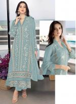 Sky Blue Georgette Eid Wear Embroidery Work Pakistani Suit