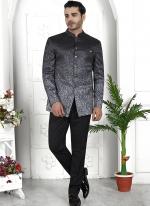 Black Imported Jaquard Silk Party Wear Pattern Pc Work Readymade Mens Jacket
