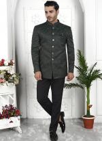 Dark Green Imported Jaquard Silk Party Wear Pattern Pc Work Readymade Mens Jacket