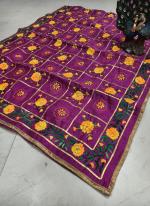 Magenta Pure Tassar Silk Festival Wear Embroidery Work Dupatta