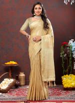 Light Yellow Soft Cotton Party Wear Zari Work Saree