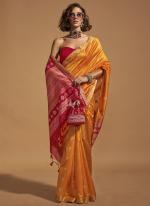 Yellow Silk Party Wear Weaving Saree