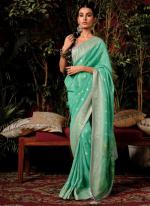 Sky Blue Pure Viscose Dola Silk Party Wear Zari Work Saree