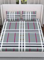 Cotton Grey Printed Double Bed Sheet(100*108)