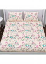 Cotton Off White Printed Double Bed Sheet(100*108)