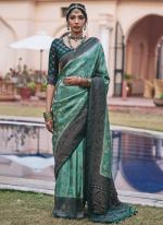 Mushroom Sattin Bottle Green Party Wear Weaving Saree