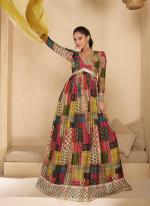 Real Georgette Multi Colour Party Wear Embroidery Work Readymade Gown With Dupatta