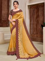  Silk Georgette Yellow Party Wear Embroidery Work Saree