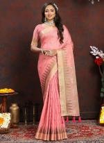 Soft Silk Pink Wedding Wear Weaving Saree