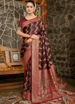 Silk Brown Wedding Wear Weaving Saree