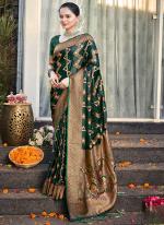 Silk Green Wedding Wear Weaving Saree