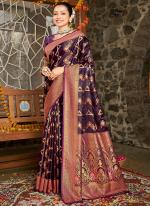 Silk Wine Wedding Wear Weaving Saree