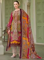 Pure Cotton Light Brown Daily Wear Printed Salwar Suit