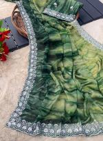 Rangoli Green Party Wear Prizam Print Saree