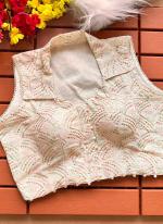 Heavy Khadi Cream  Embroidery Work Readymade Blouse